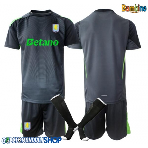 Maglie da calcio Aston Villa Portiere Prima Maglia Bambino 2025-26 Manica Corta + Pantaloni corti)
